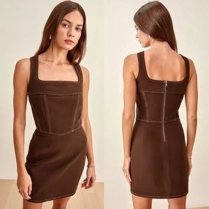 NWT Reformation Davies Bustier Denim Mini Dress